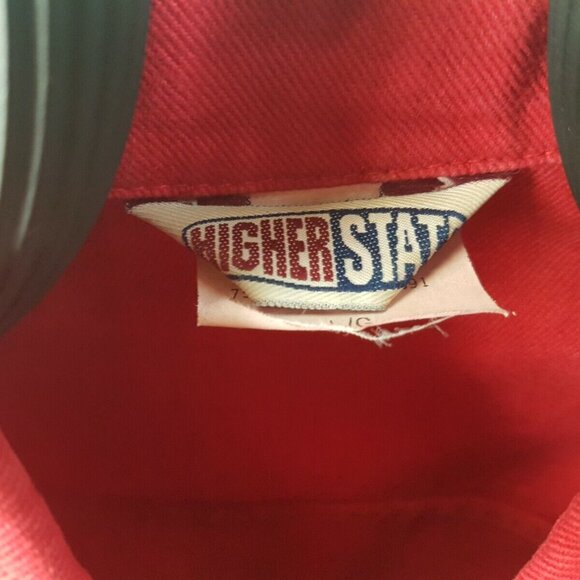 HIGH STATE Womens Vintage RED Denim Jacket Button Up LARGE MADE CANADA - Picture 5 of 10